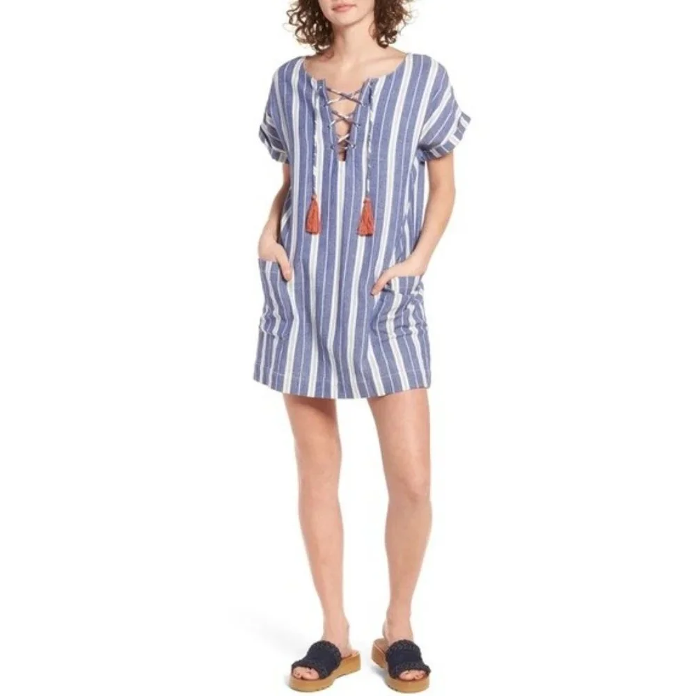 Tularosa X Revolve Warren Tunic Dress in Indigo Stripe Size Small EUC - Picture 2 of 13